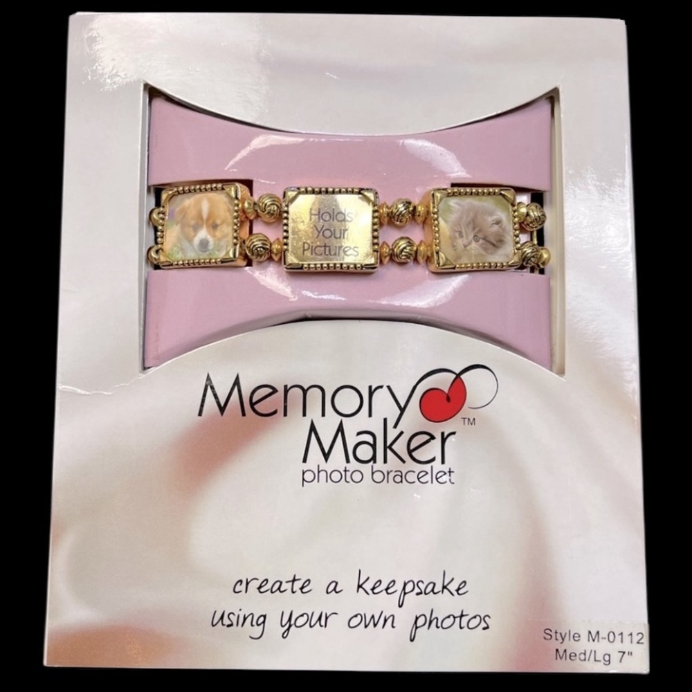 🆕 NWT Memory Maker Photo Bracelet Antique Gold-Toned Size M/L 7” Style M-01122